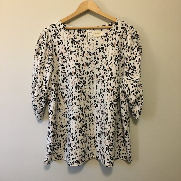 MELLODAY Cheetah Print Ruched Half Sleeve Top - 2X - Picture 2 of 15